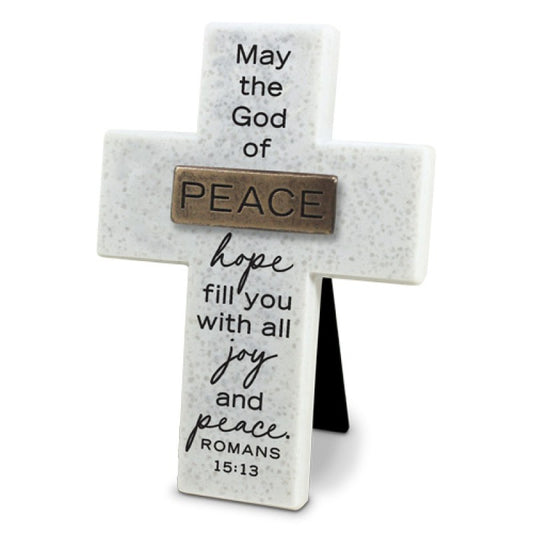 Cross: Stone Peace Romans 15:13 10.5 x 14.5cm