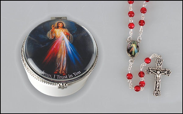 Rosary Box with rosary: Divine Mercy