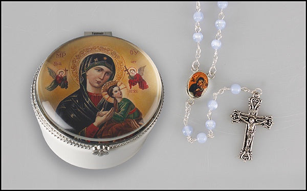 Rosary: Our Lady of Perpetual Help in porcelain box