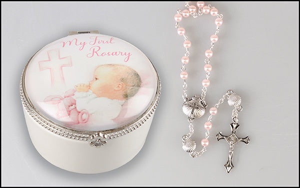 Rosary Box with rosary - Baby Girl