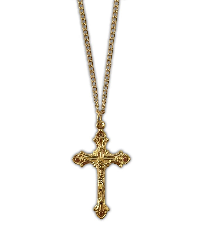 Necklace: Gold Crucifix on Chain 3cm crucifix, 60cm chain