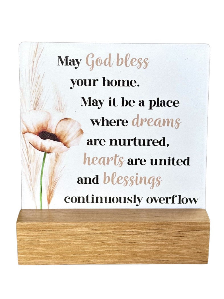 Plaque: House Blessing on wooden base