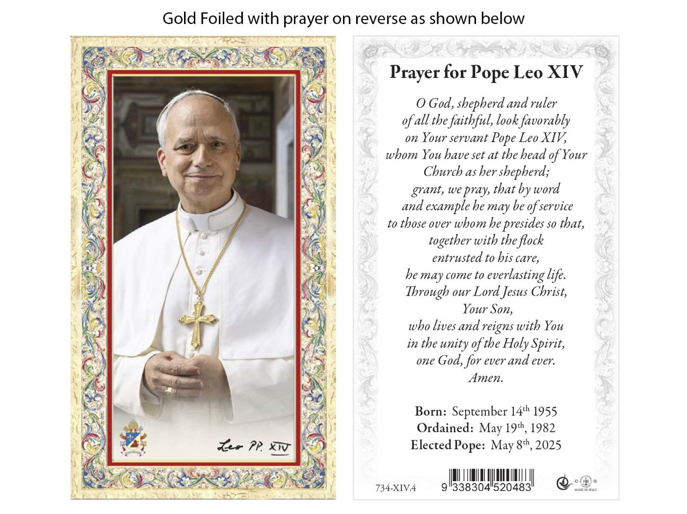 Holy Card: Prayer for Pope Leo XIV
