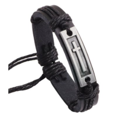 Bracelet: Leather with cross