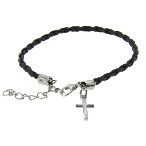 Bracelet: Braided thong with crucifix