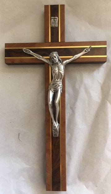 Crucifix: Wood with Dark Inlay 20cm
