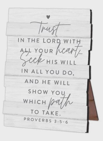 Plaque: Trust desktop stacked wood