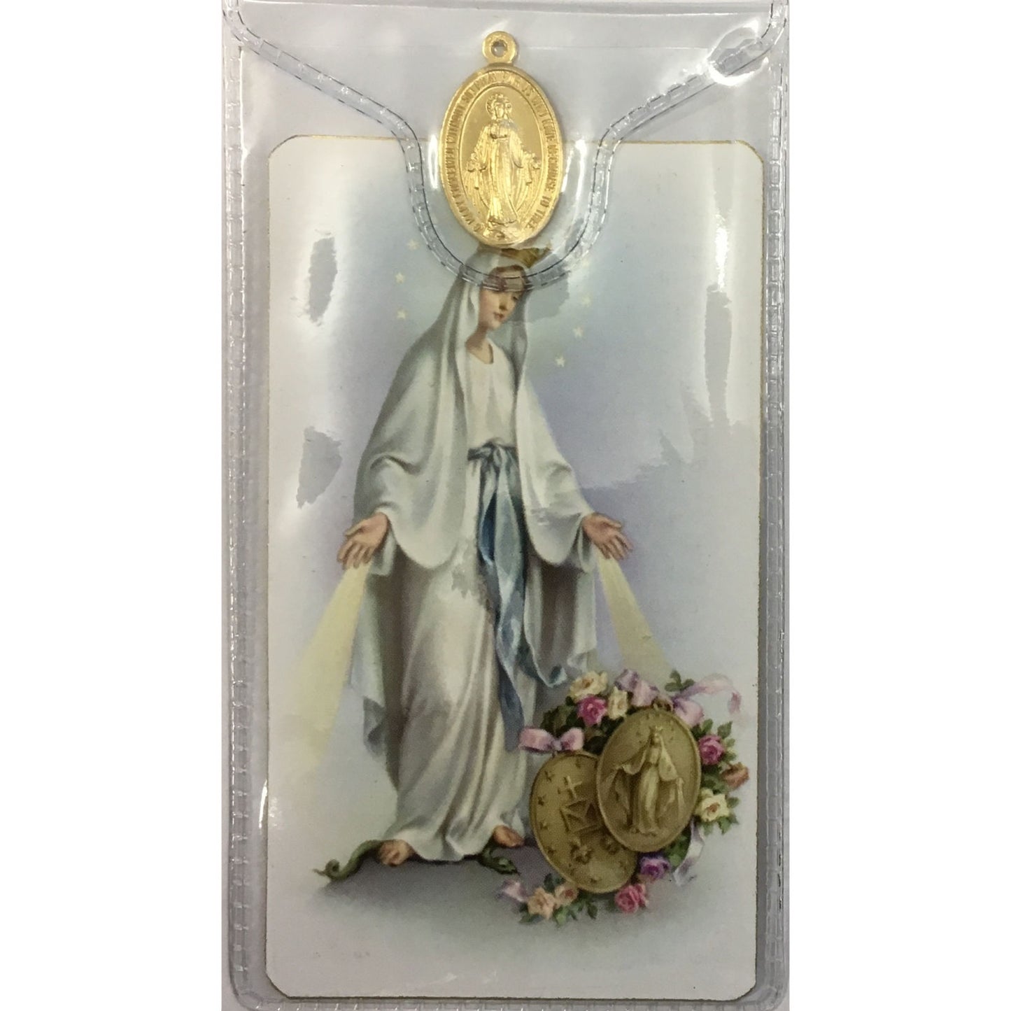 Holy card and Miraculous medal gold