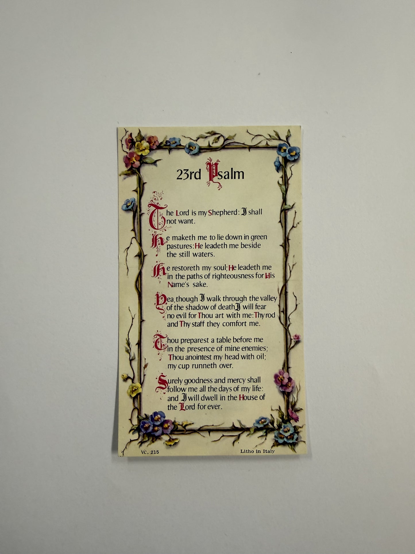Holy Card: 23rd Psalm floral border