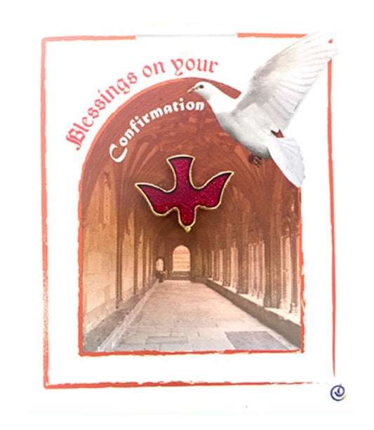 Lapel Pin: Confirmation Dove Red