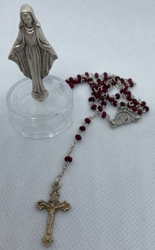 Rosary: Rose Our Lady with statue