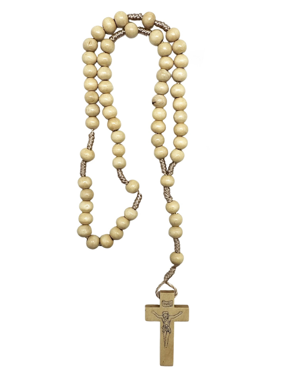 Rosary: Wood cord with cross natural