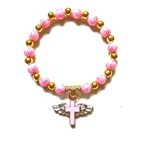 Bracelet: Bead/Gold with Cross