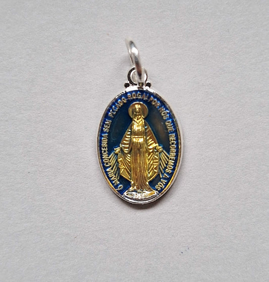 Medal: Miraculous blue enamel with gold 1.8cm