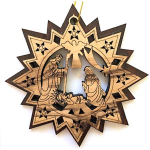 Christmas ornament olive wood Star