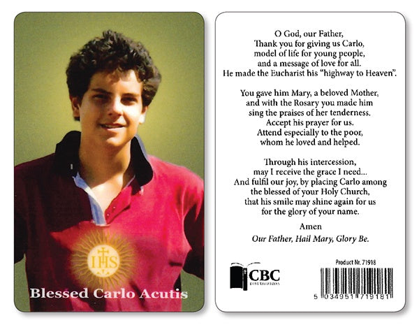 Holy card: Laminated Carlo Acutis