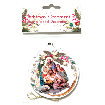 Christmas wooden hanging ornament round