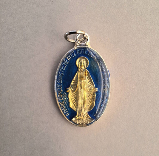 Medal: Miraculous blue enamel with gold 2.5cm