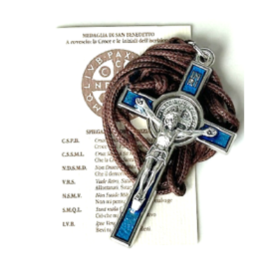 Necklace: St Benedict Crucifix on cord with card