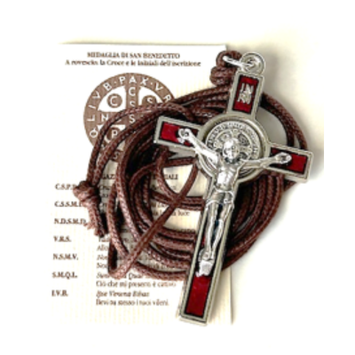 Necklace: St Benedict Crucifix on cord with card