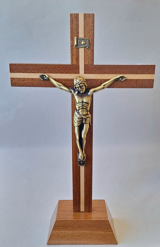 Crucifix: Wooden Two-tone 29cm standing