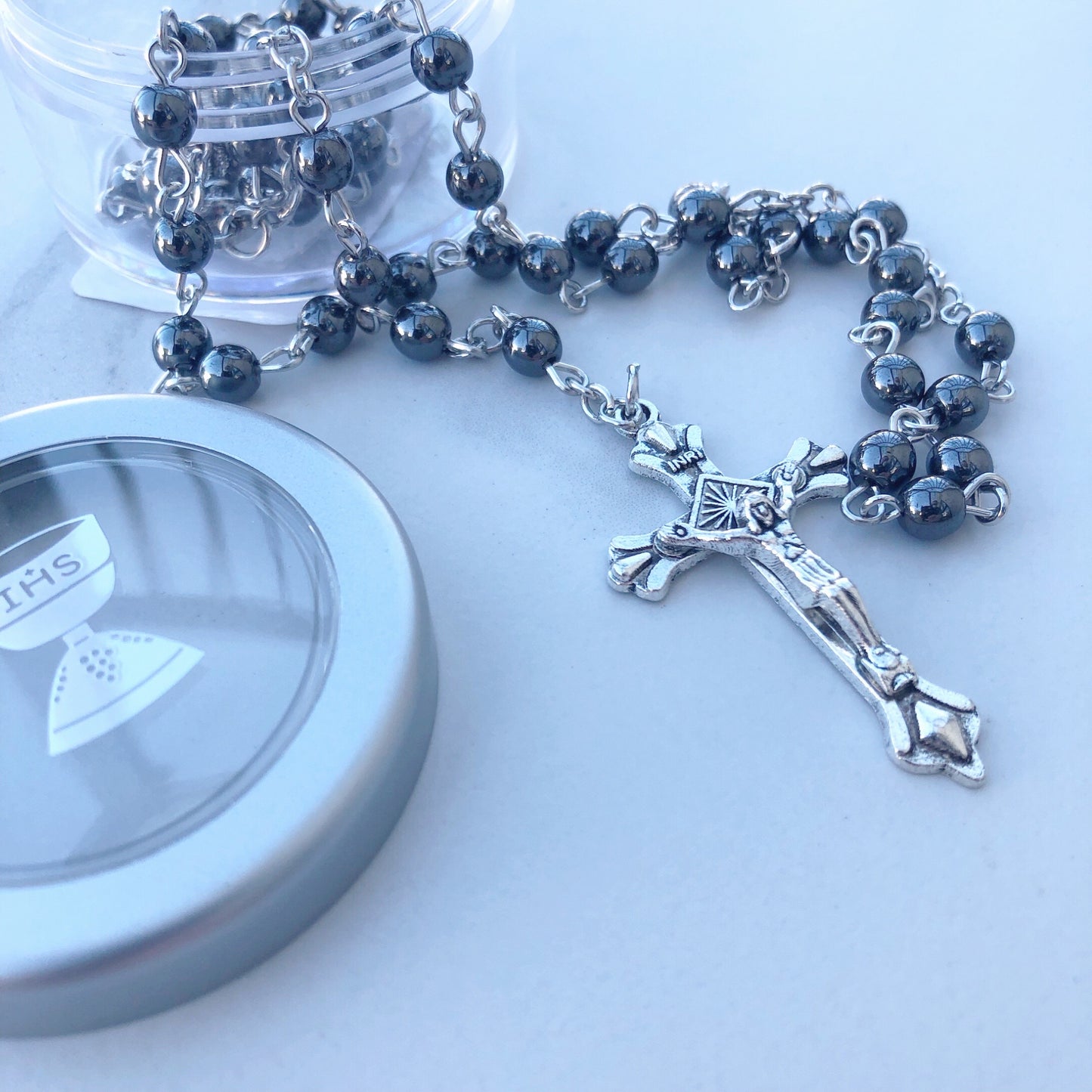 First Communion Rosaries - Black Hematite