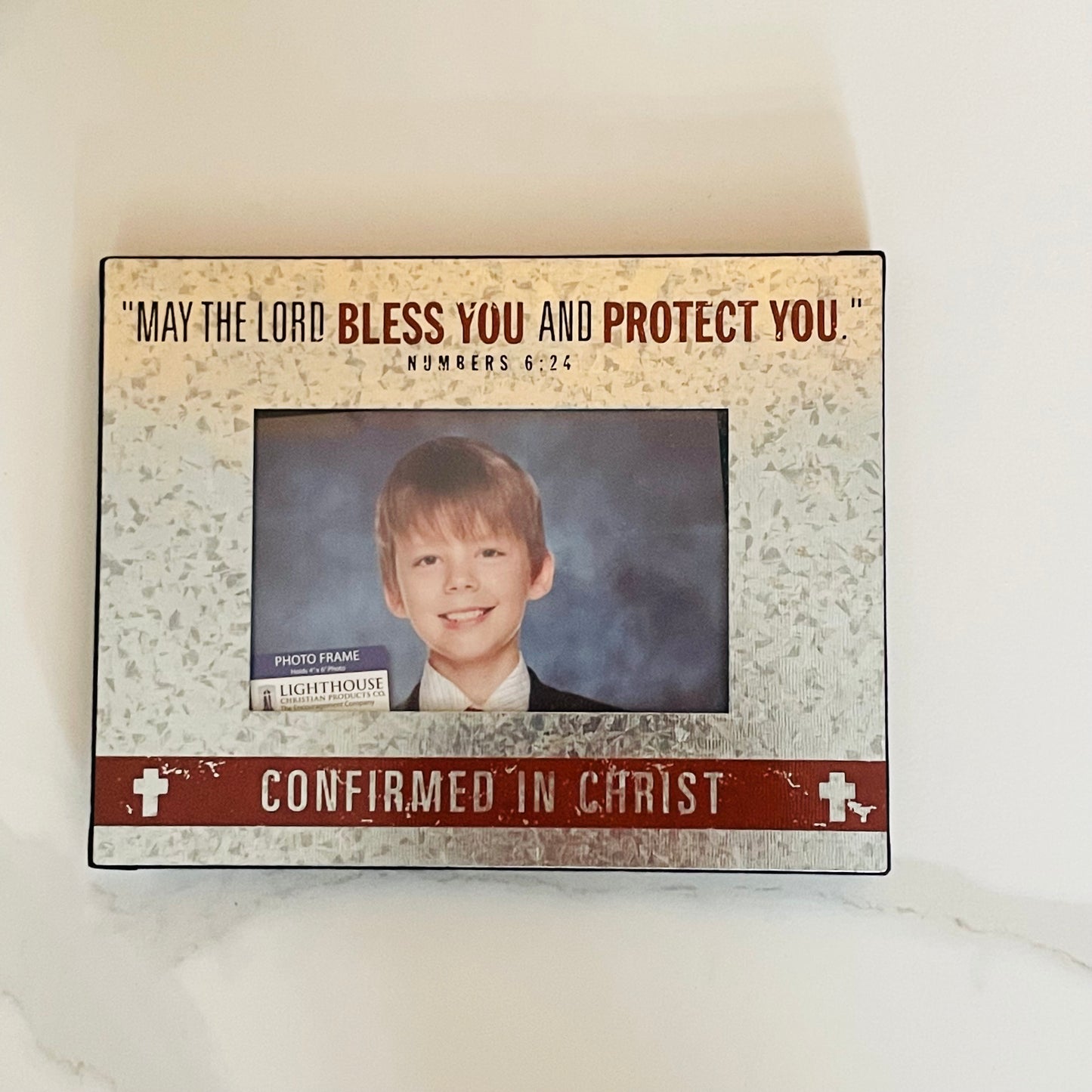 Photo Frame: Confirmation red & silver rustic