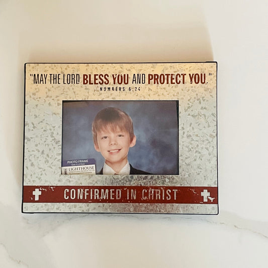 Photo Frame: Confirmation red & silver rustic