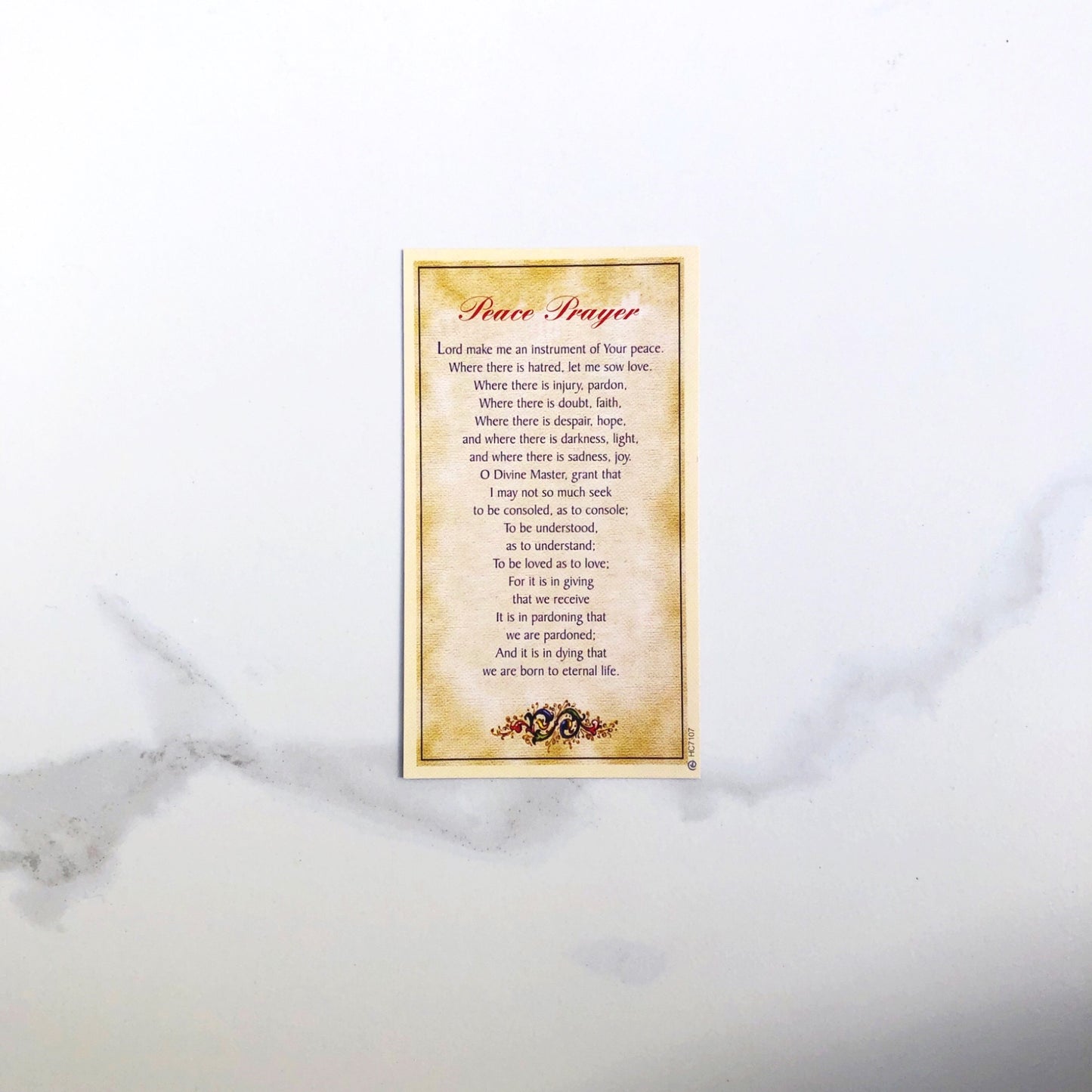 Holy Card: Peace Prayer