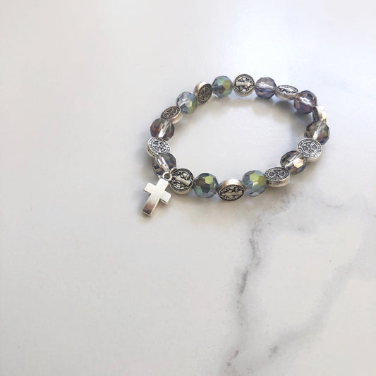 Bracelet - Crystal St Benedict with cross