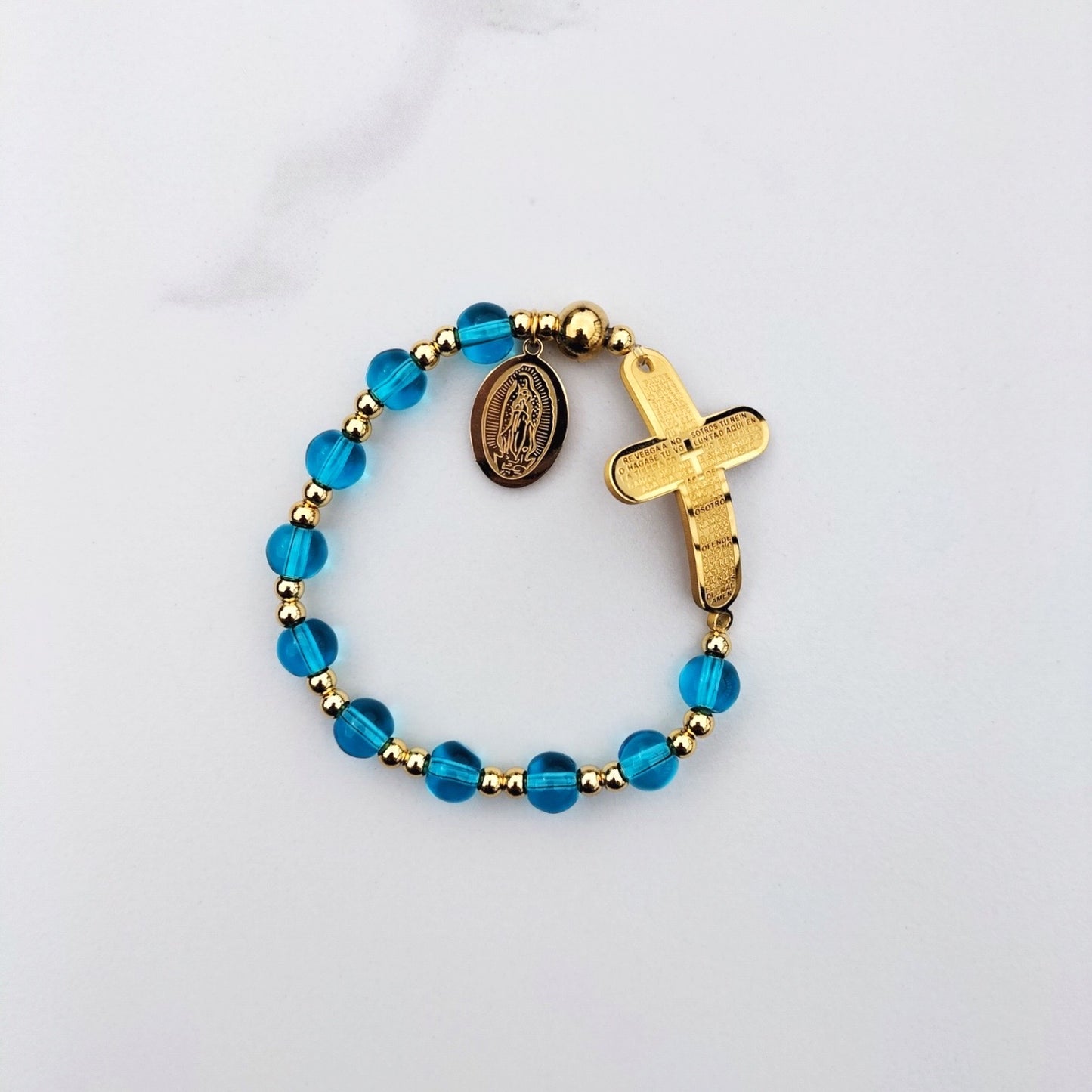 Bracelet: Stainless Steel and Gold Bead