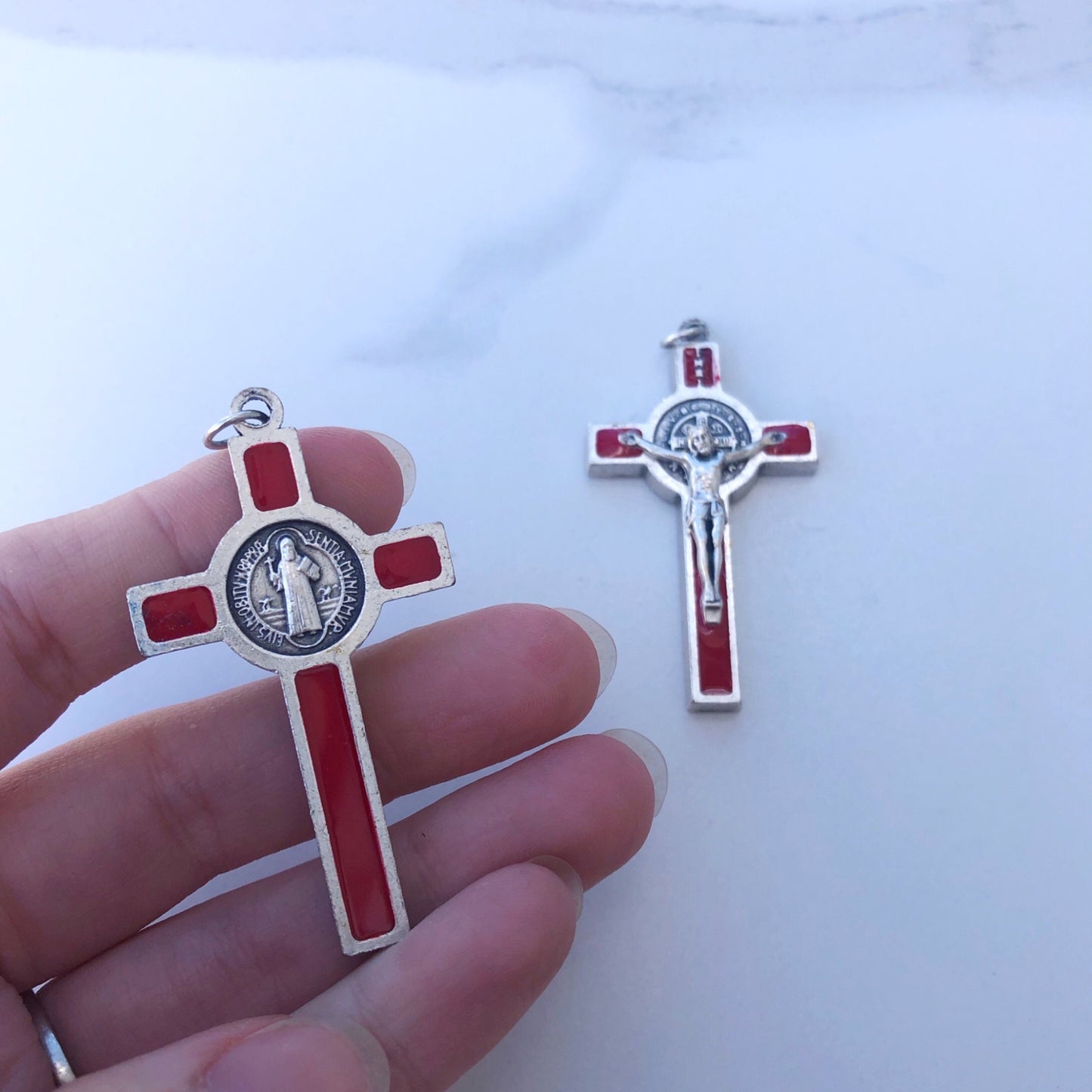 Crucifix: St Benedict 50mm - Red