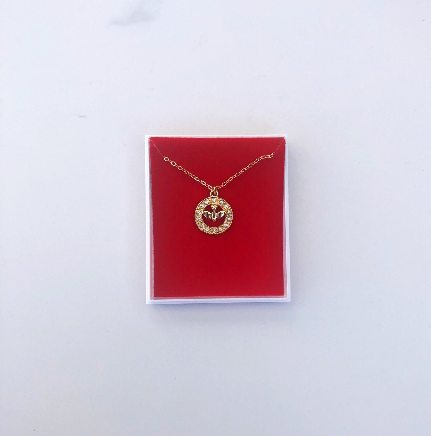 Necklace: Confirmation Dove crystal