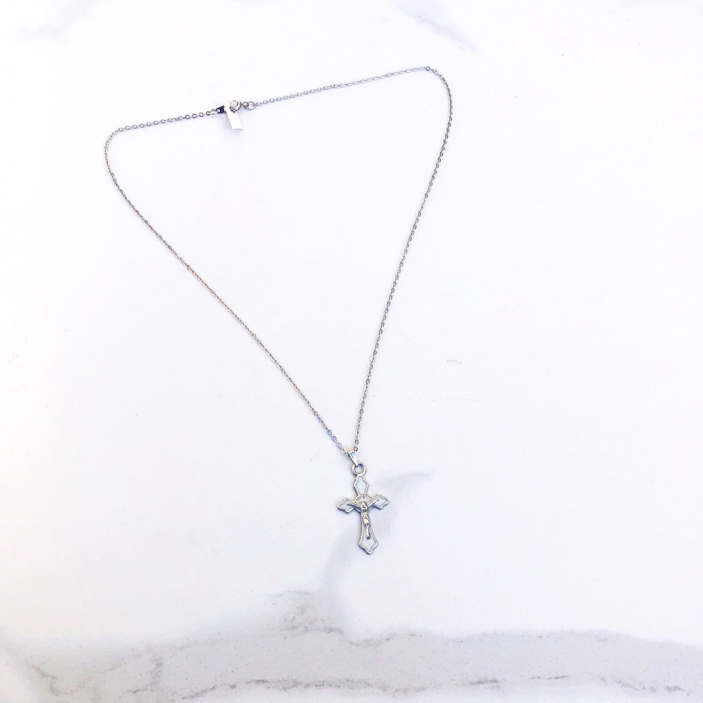 Pendant: Crucifix Enamel with Silver on Chain
