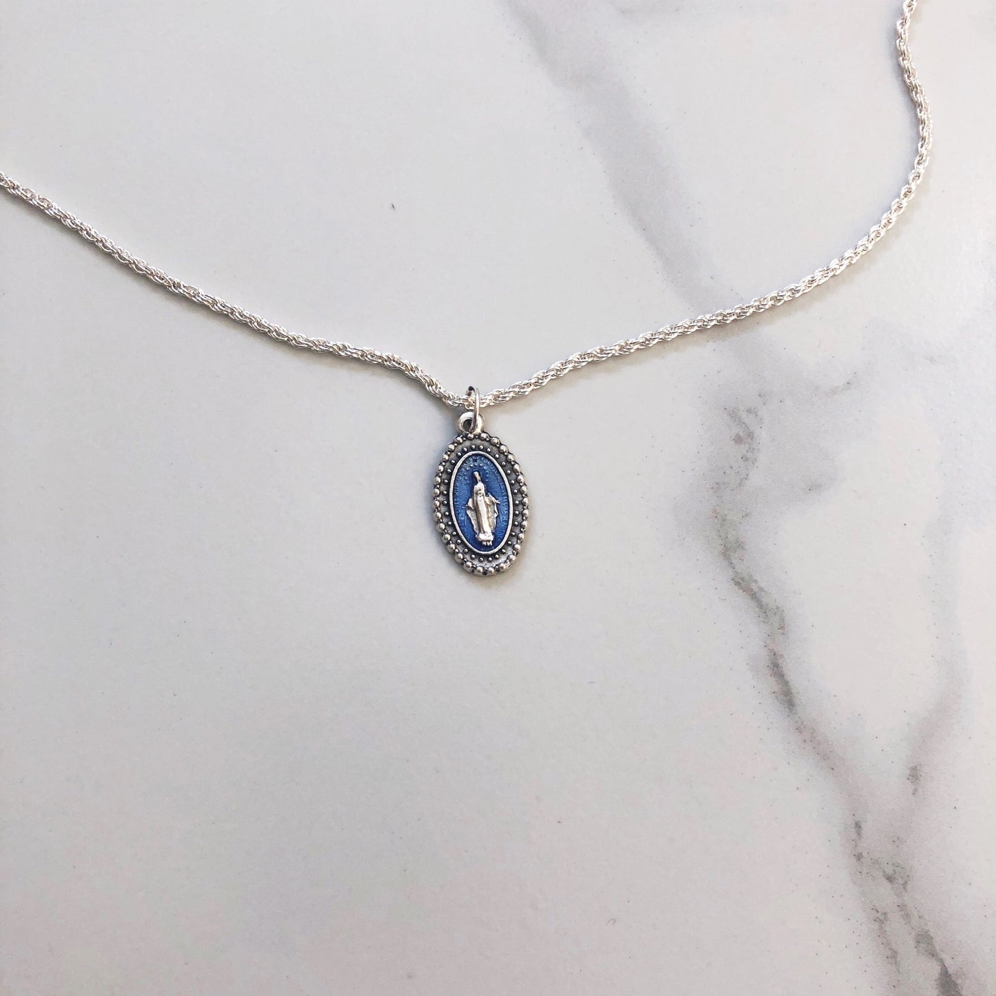 Necklace: Miraculous Medal Blue