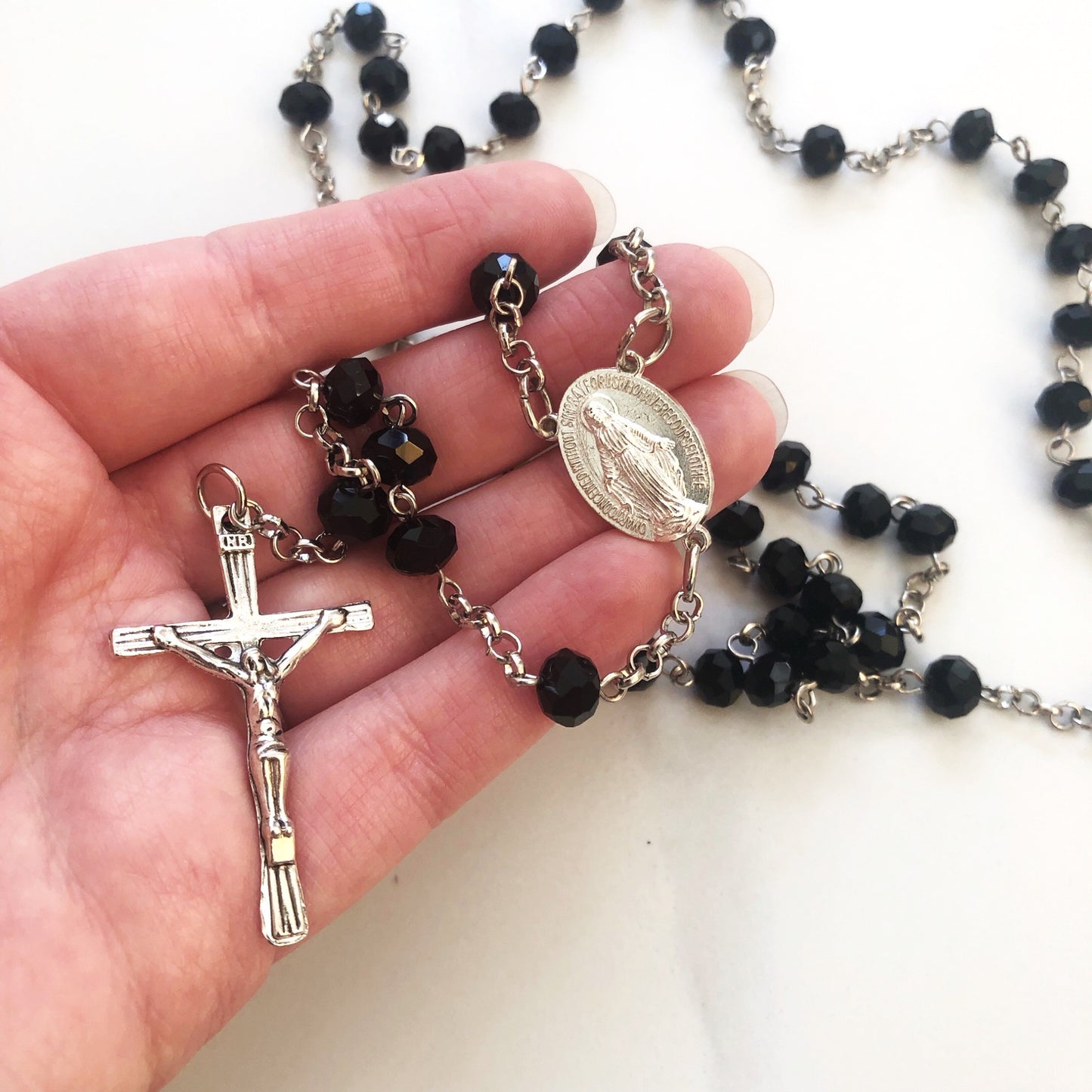 Rosary Beads: Crystal Black