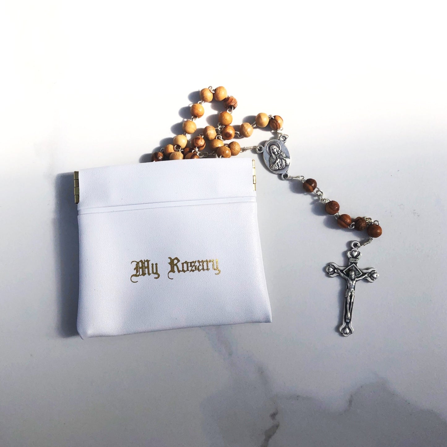 Rosary Pouch: Push Pocket White