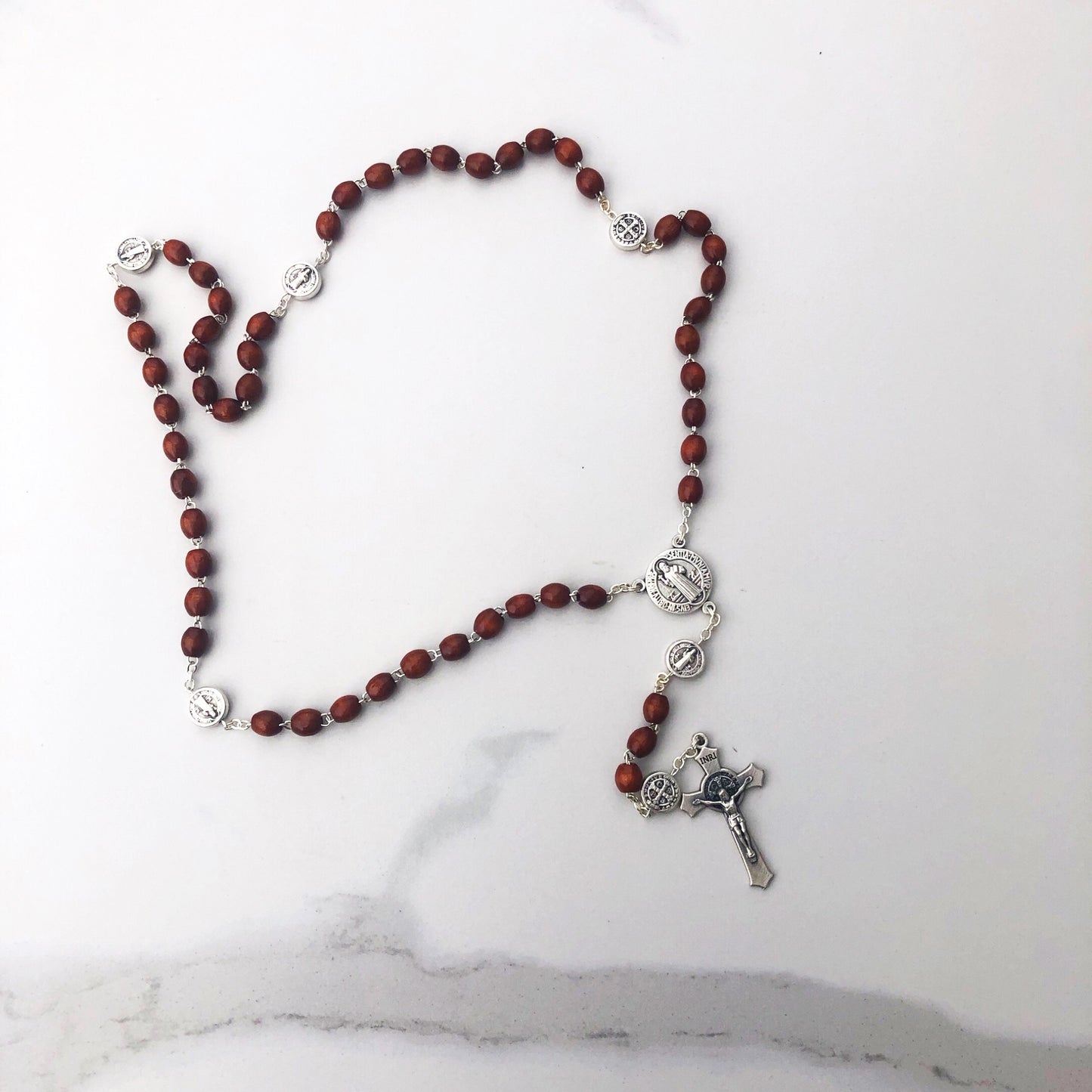 Rosary St Benedict Brown with medal