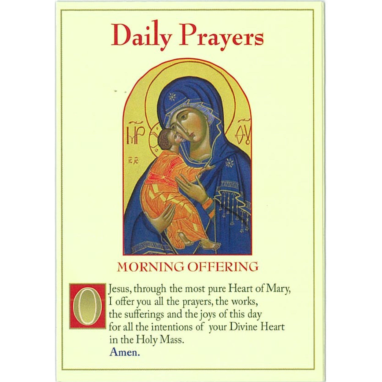 Daily Prayers fold-out card