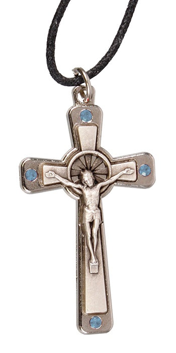 Crucifix – Swarovski Crystals (Blue)