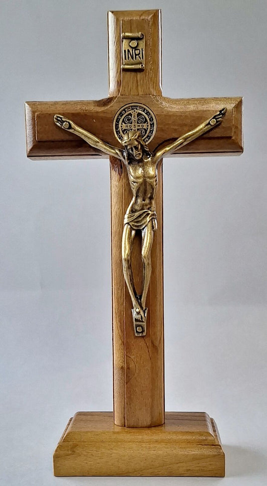 Crucifix: St Benedict Wooden 19cm