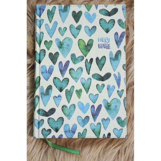 Bible: Turquoise Hearts Hardcover Thinline