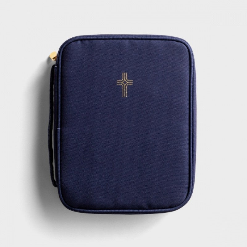 Bible Cover: Large, Navy canvas with Gold Cross