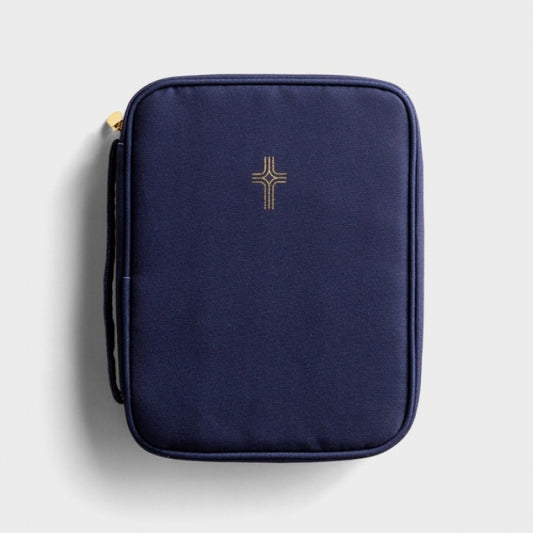 Bible Cover: Large, Navy canvas with Gold Cross