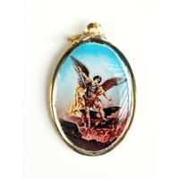Medal: St Michael Coloured Enamel 25mm