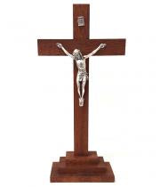 Crucifix - standing wood/metal 23cm