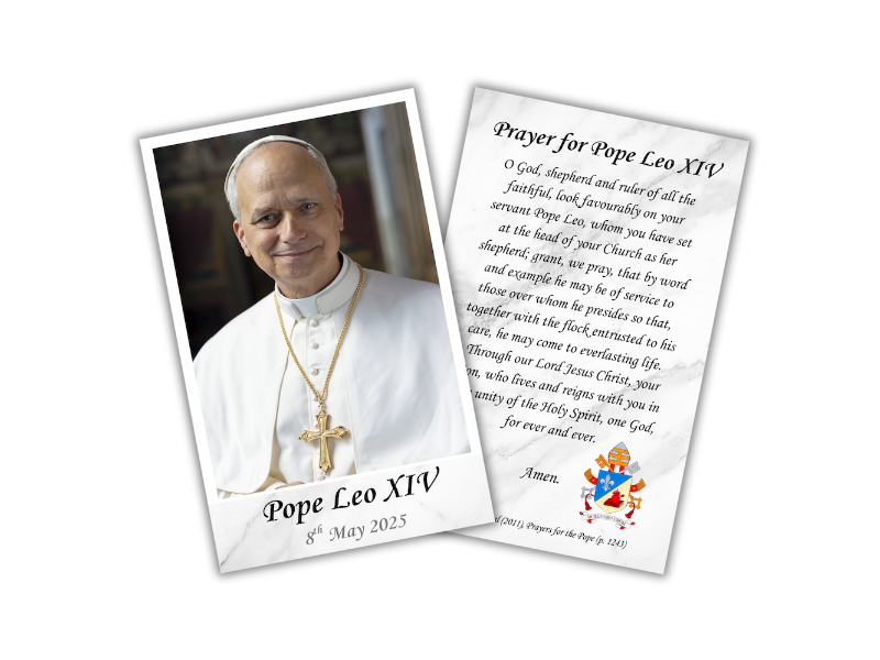 Holy Card: Prayer for Pope Leo (White)
