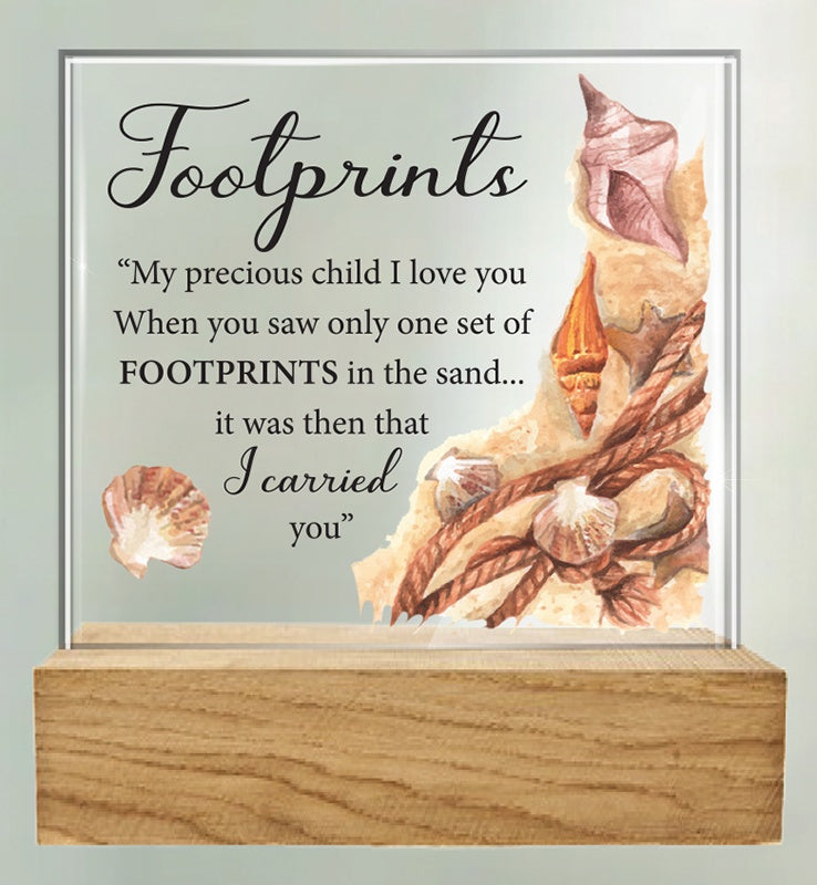 Plaque: Glass on wooden base 10cm x 10cm