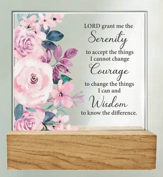 Plaque: Glass on wooden base 10cm x 10cm
