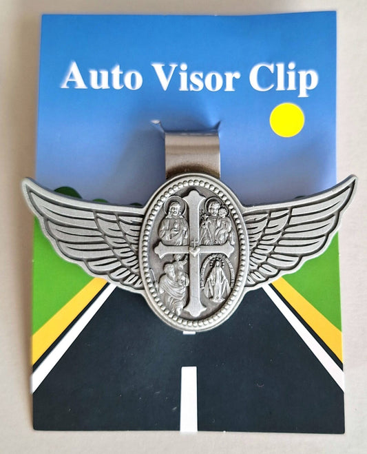 Visor Clip - 4-Way Cross Guardian Angel